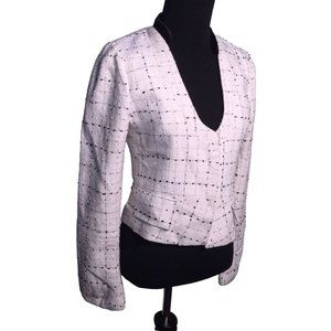 Heroine White Jacket with black and gray light dot / line pattern hidden front c